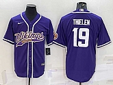 Men's Minnesota Vikings #19 Adam Thielen Purple With Patch Cool Base Stitched Baseball Jersey,baseball caps,new era cap wholesale,wholesale hats